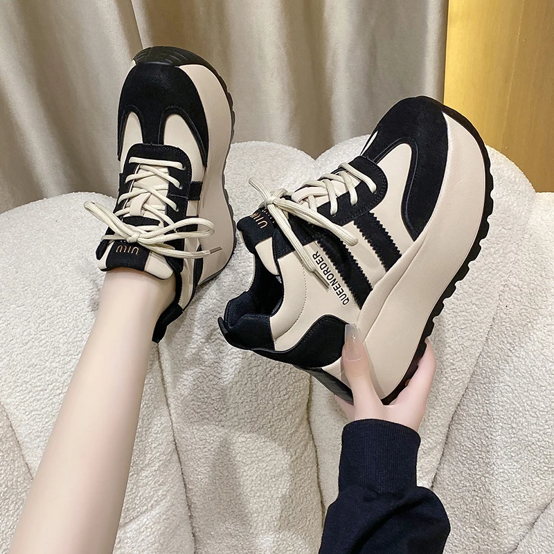 10cm厚底内增高阿甘鞋女2024秋季新款小个子松糕老爹鞋休闲运动鞋