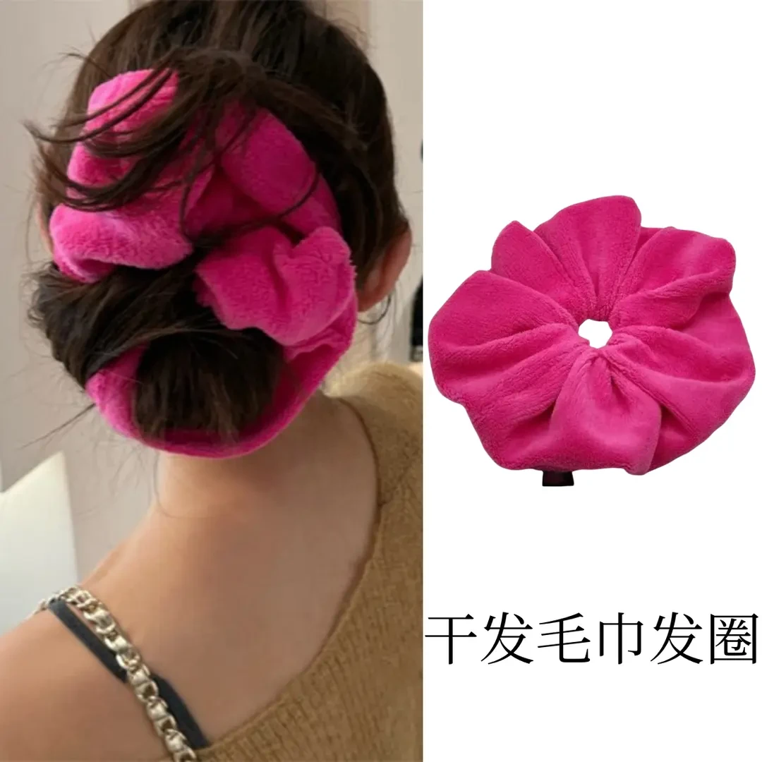 【干发毛巾发圈】洋气毛绒大肠发圈丸子头发饰高弹力发绳扎头发头绳