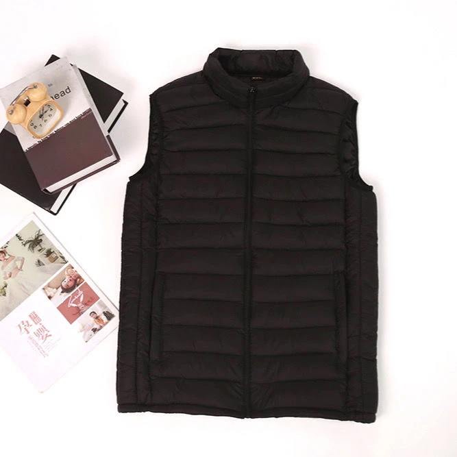 新款冬季丝绵服马甲男士保暖背心轻薄短款修身外套坎肩立领大码