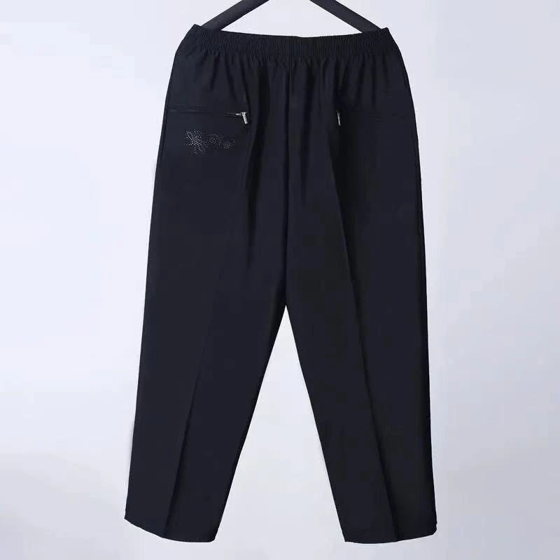 5中年女裤冬季加绒加厚松紧中腰妈妈宽松老年人弹力裤子