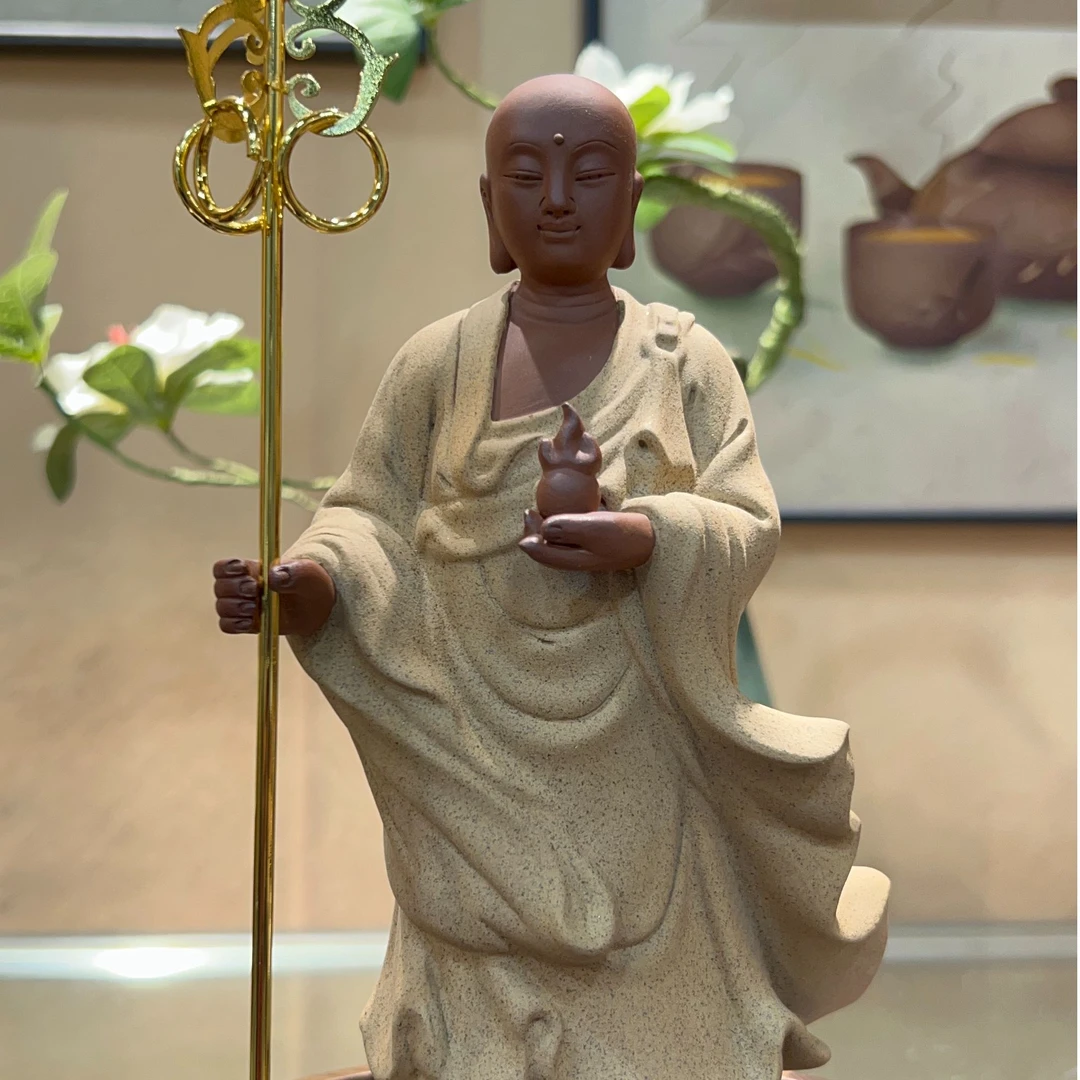 手工紫砂地藏茶宠玄关博古书架中式茶道摆件