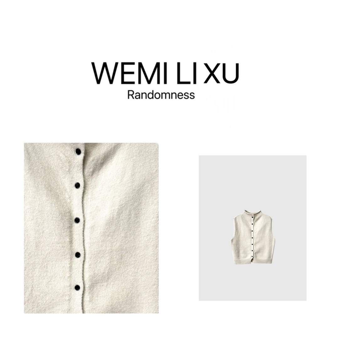 WEMI LIXU“无定律”秋冬潮流百搭女装毛针织背心开衫红人上新8013