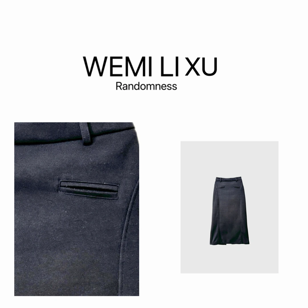 WEMILIXU“缪系私语”秋冬时尚新款女装呢子中长半身裙红人上新6982