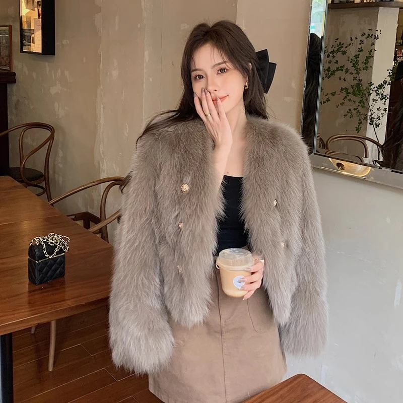 海宁环保仿皮草毛毛外套女秋冬高级感富家千金年轻显瘦毛茸茸上衣