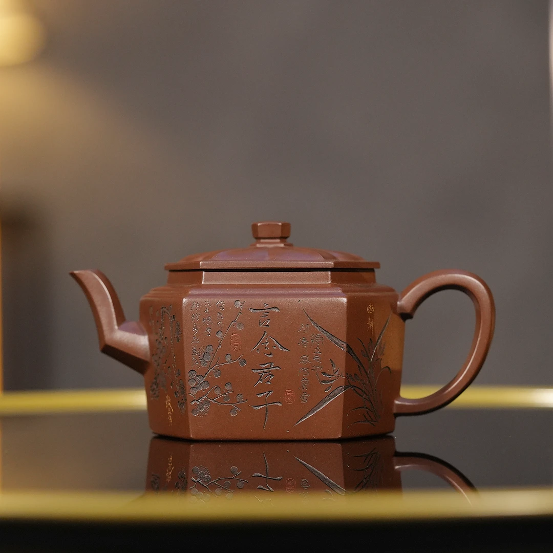 乘风阁原创.紫泥六方【如玉】高端紫砂壶.170cc