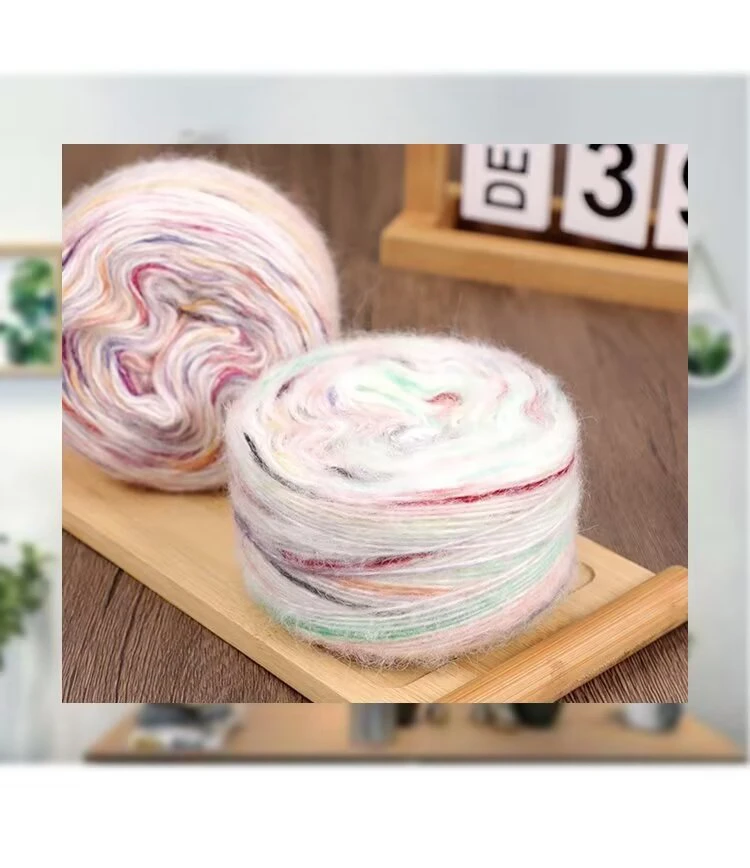 进口超柔七彩鎏光羊毛线手编围巾帽子针织柔软手工织毛衣一团二两