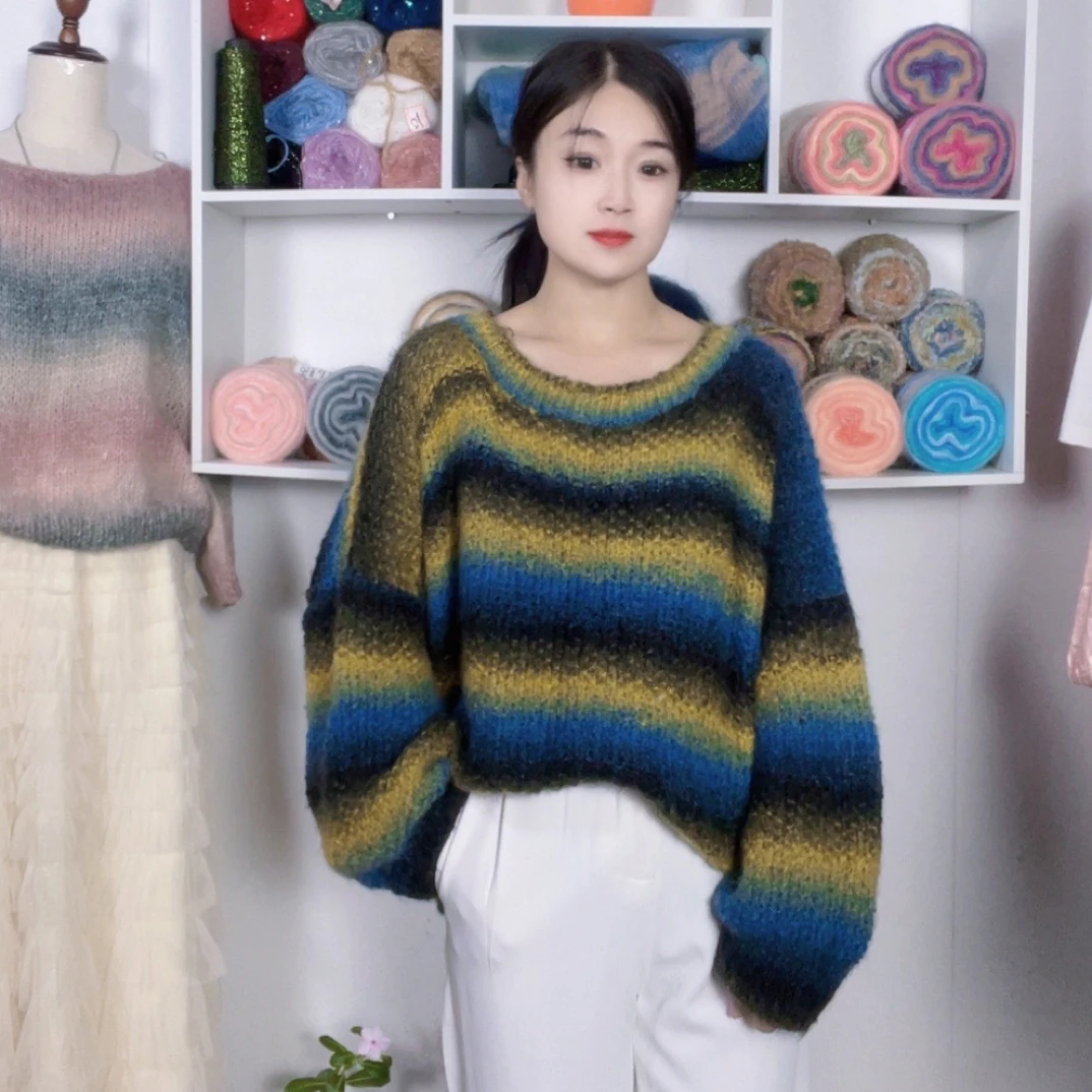 超柔羊驼羊毛渐变特种马海毛手工编织中粗围巾毛线手编一团二两