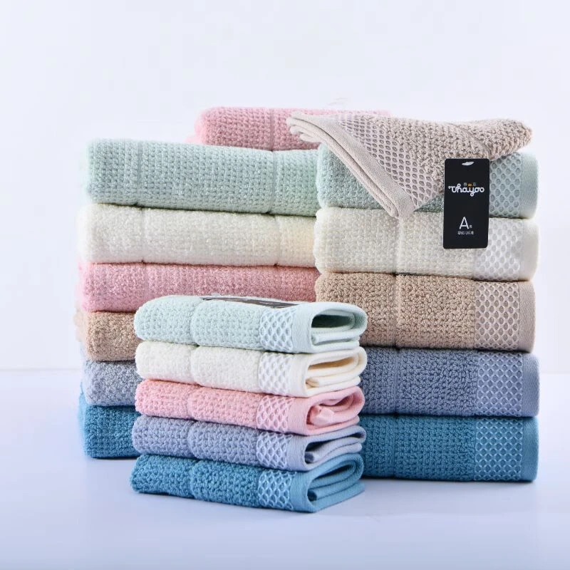 泰友菠萝纹素色面巾灰32x72cm