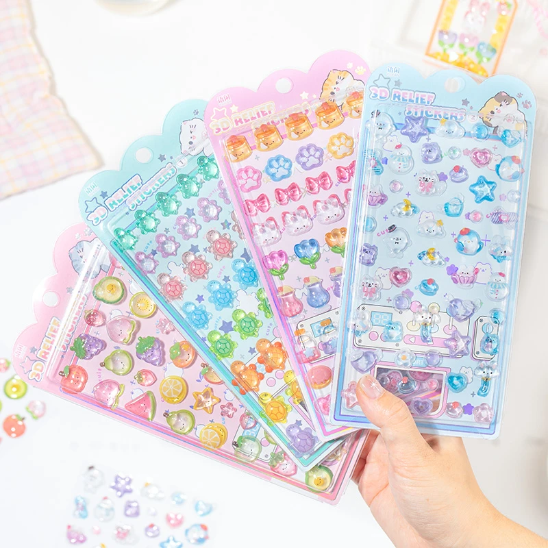 3D立体浮雕贴纸女孩儿童卡通动物玩具贴画水晶滴胶手机壳装饰画