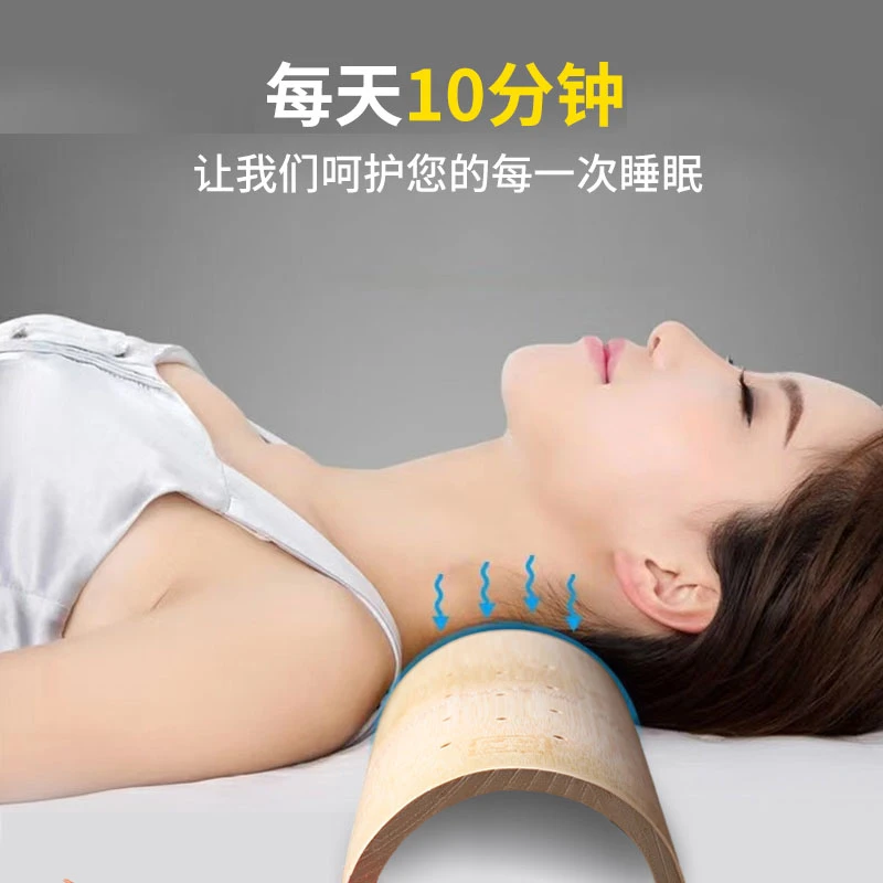 精选天然中段楠竹，精细手工打磨，防霉烘烤护颈竹枕垫腰颈椎枕头