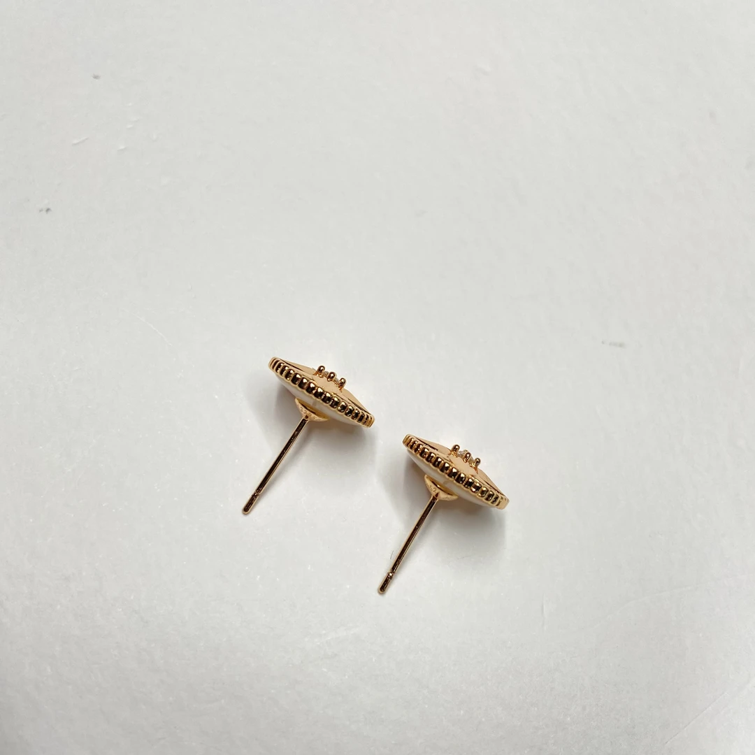 铜合金耳饰 母贝单钻八芒星耳环-6487