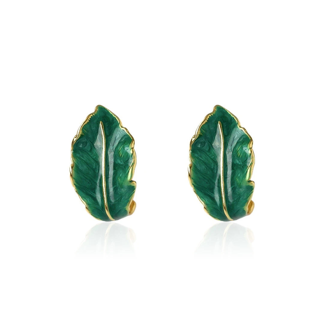 铜合金珐琅耳饰 定制欧货-7359森系高级感清新耳环