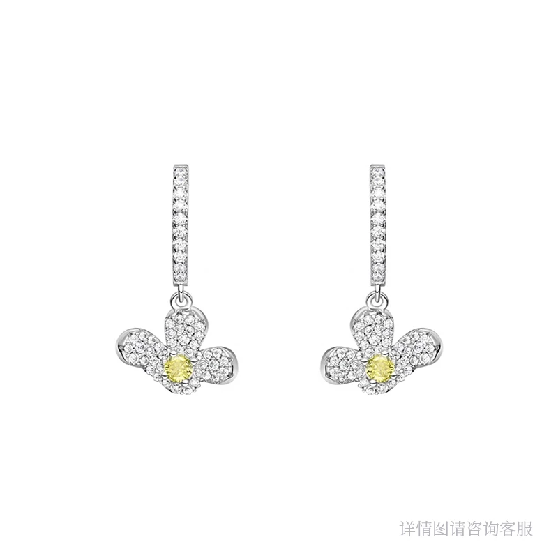 铜合金合成锆石耳饰 满镶闪闪小苍兰耳环-6214