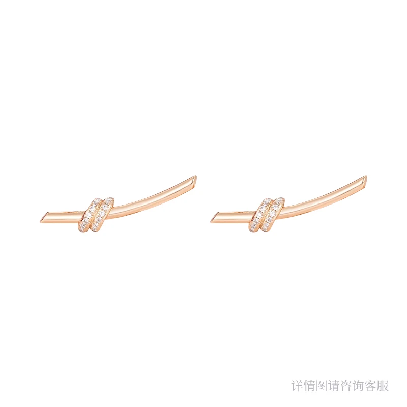 925银合成锆石耳饰 立体半钻绳结耳环-6314