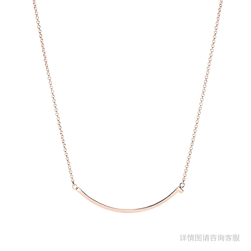 坠链均925银合成锆石 欧货DP高品T链925微笑项链-9057