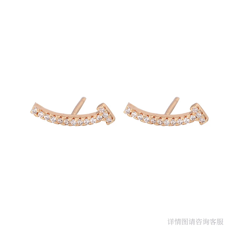 925银合成锆石耳饰 满钻迷你微笑耳钉-6499