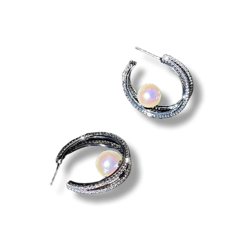 铜合金珐琅耳饰 满镶单珠C圈耳钉6161