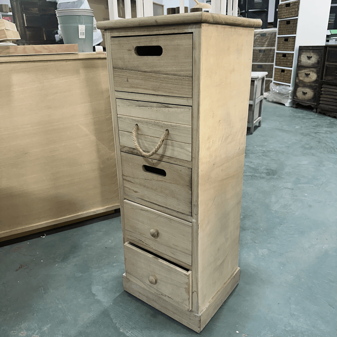 Z022五斗原木不上漆床头柜