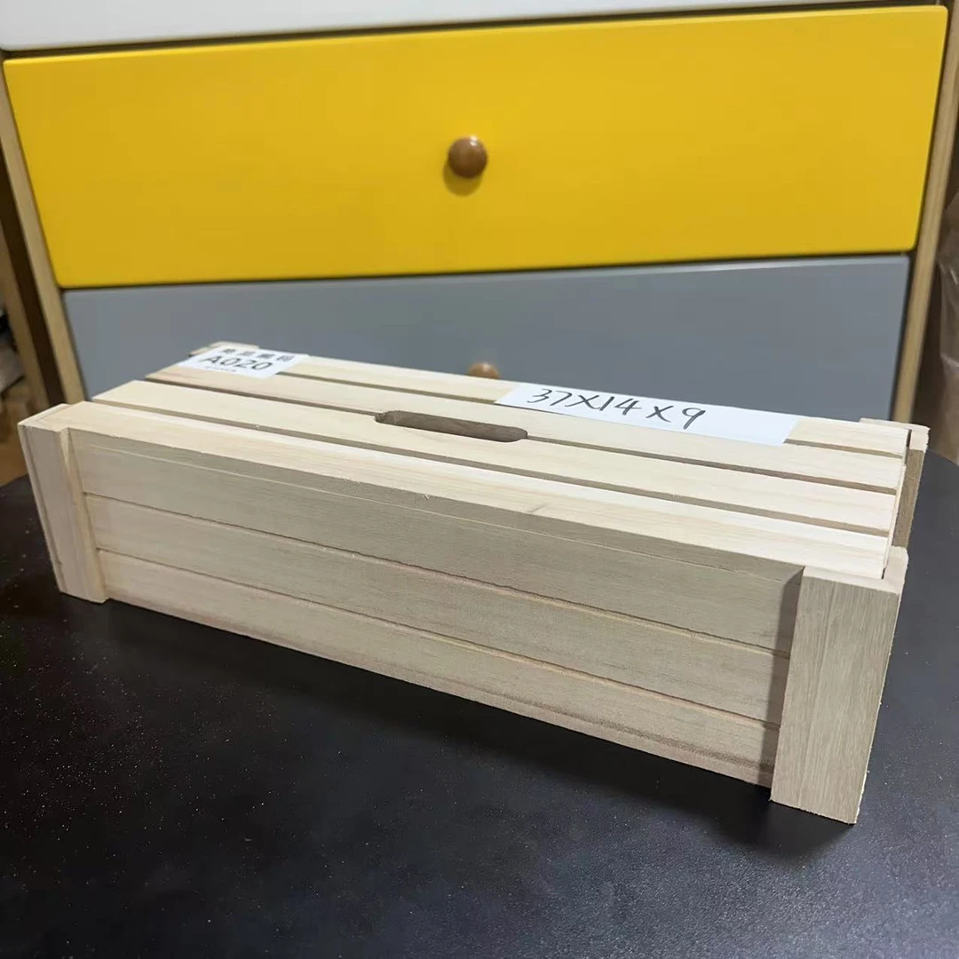 A020实木桐木三分格磁吸盖收纳盒发两个！