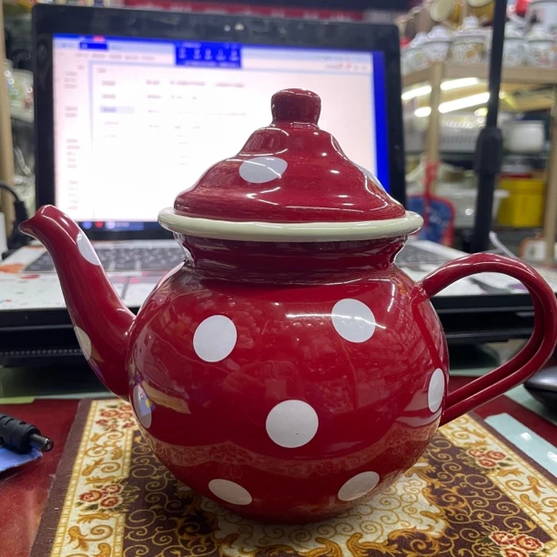 搪瓷壶珐琅壶民族特色搪瓷壶家用球型壶水壶茶壶咖啡壶油壶红色
