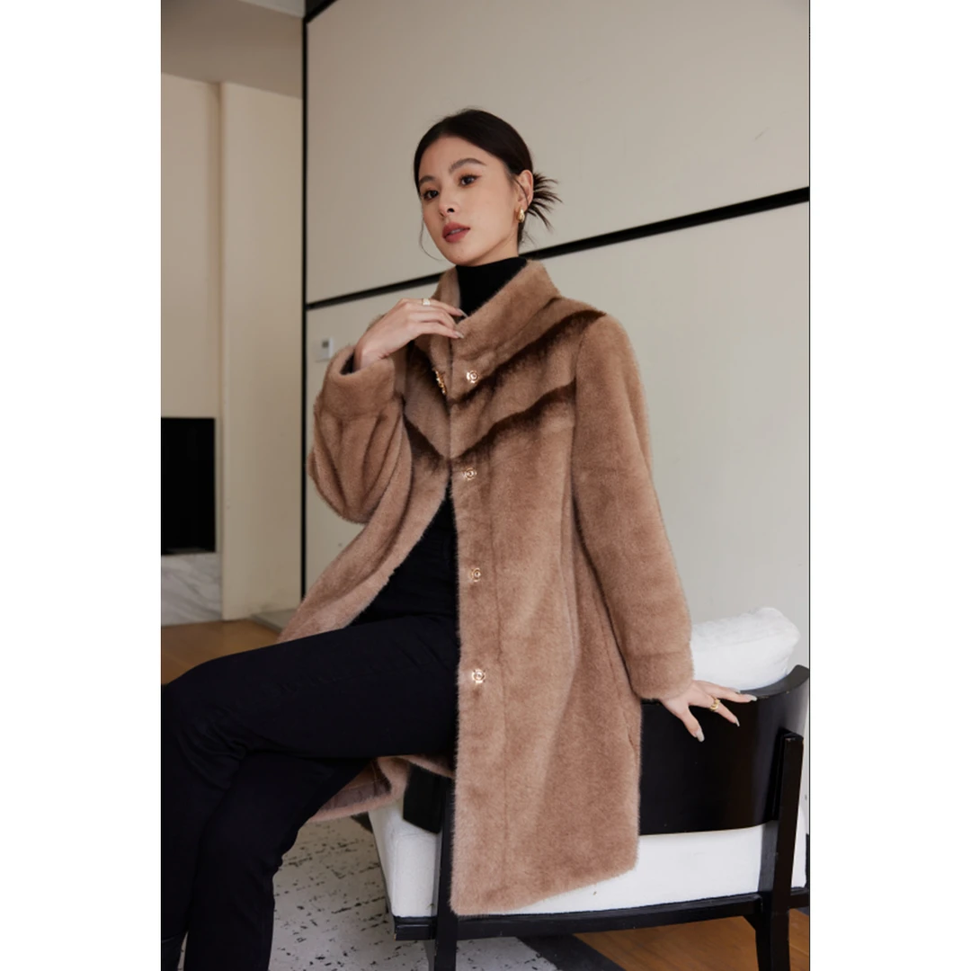 （假一赔三）2024新款冬装皮毛一体外套中式时尚大气外套D28/AN