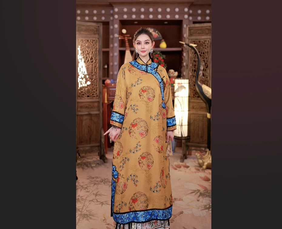 【舜亿轻奢S款】S68原创国风华服重工刺绣斜襟长袍