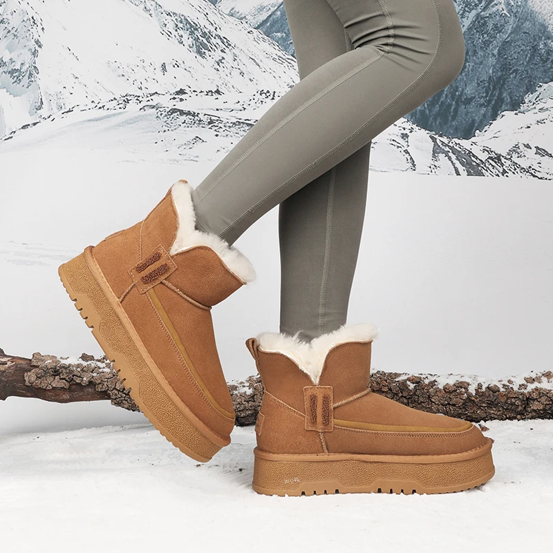 SWISS MILITARY冬季厚底增高雪地靴女加绒保暖棉鞋JD1106