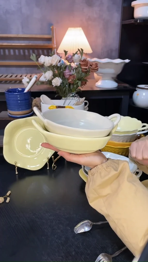 【闪购商品】陶瓷盘c23 双色2件套微瑕（不带刀叉勺）