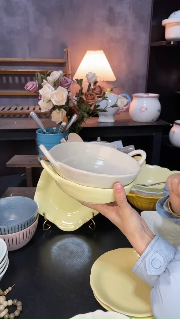 【闪购商品】陶瓷盘c23 双色2件套微瑕（不带刀叉勺）