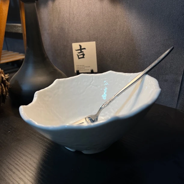 A207 6英寸异形石岩纹浮雕陶瓷盘微瑕，凑单满19.8发