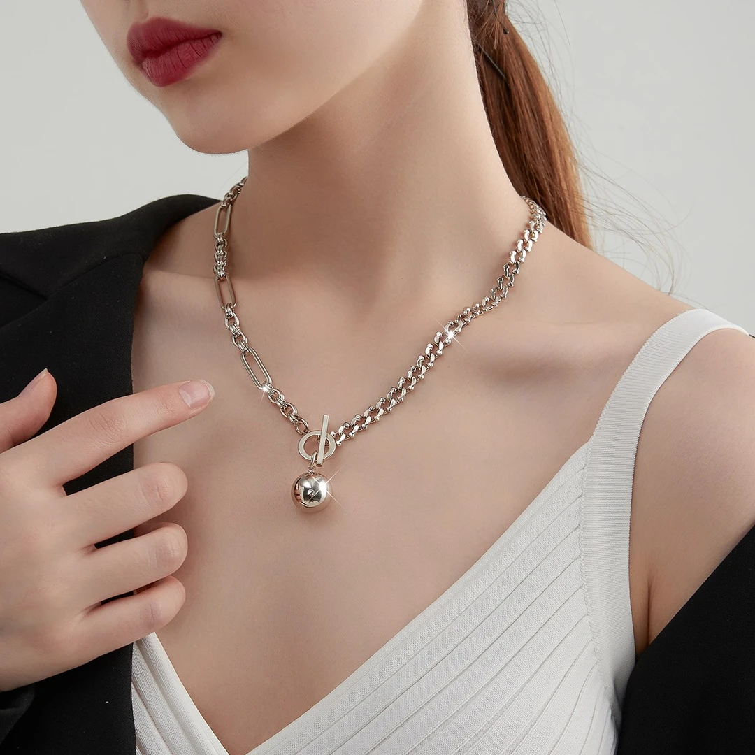 mck 合金项链 欧美个性OT扣项链女小众设计锁骨链ins卫衣毛衣链子