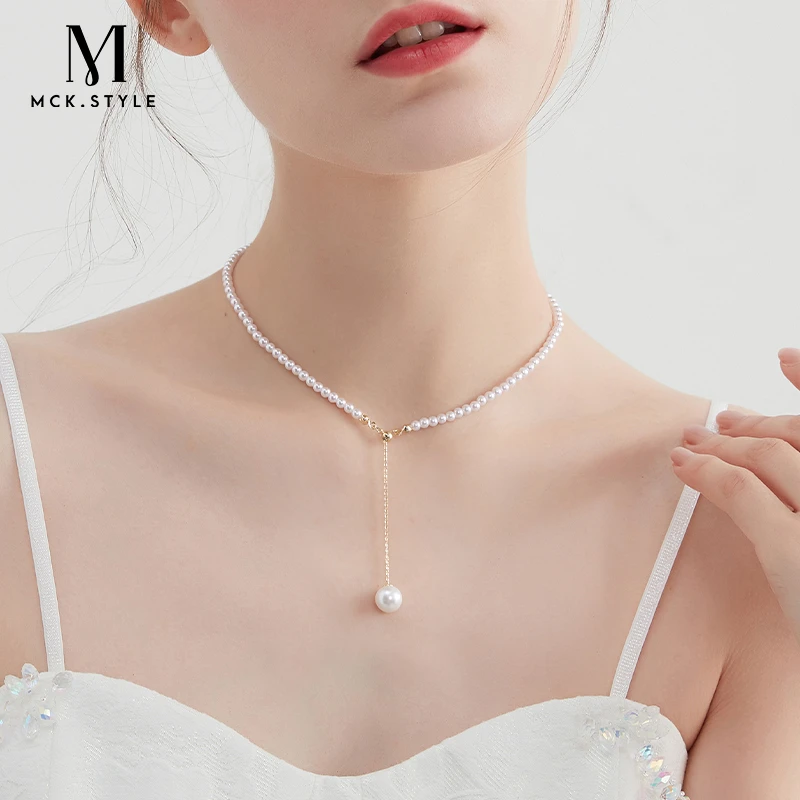 mck 合金仿珍珠项链 仿珍珠项链女高级感小众颈链2024新款毛衣链