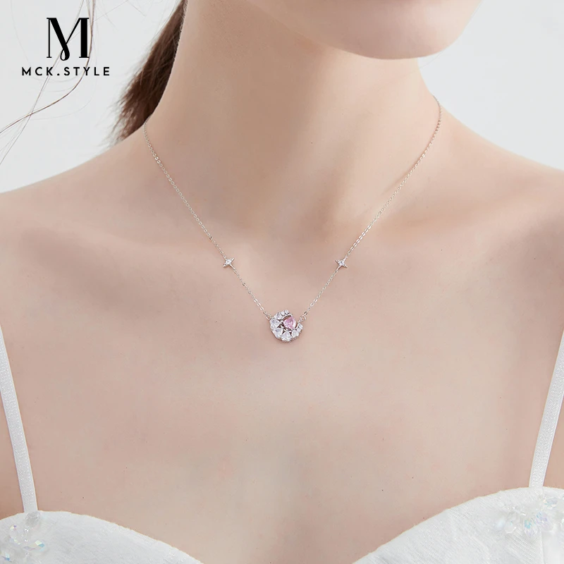 mck 坠链均925银 心月项链女轻奢小众设计感锁骨链生日礼物送女友