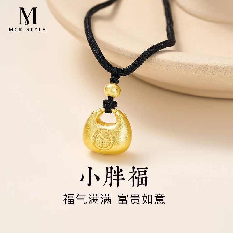 mck 合金项链 金色小胖福吊坠项链女轻奢国风2024新款爆款锁骨链