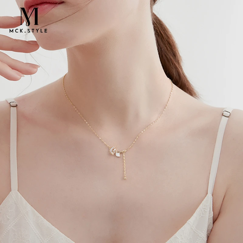 mck 合金项链 银杏叶项链女款小众设计颈链2024年新款气质锁骨链