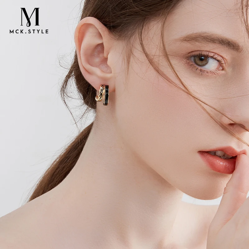 mck 合金耳饰 法式复古耳钉女气质百搭耳饰2024年新款几何耳环ins