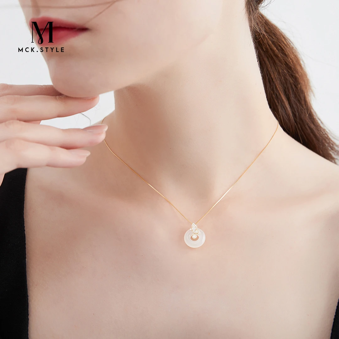 平安扣项链女款轻奢小众玉吊坠新中式国风锁骨链生日礼物送女友