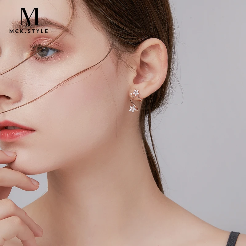 mck 合金合成锆石耳饰 仙气花朵耳钉女小众设计感2024年新款耳饰