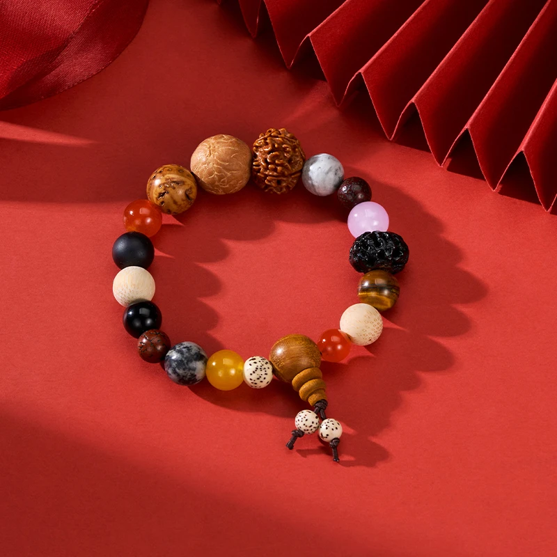 mck 非金属木质手链 十八籽生肖18籽手链男女新中式单圈多宝手串