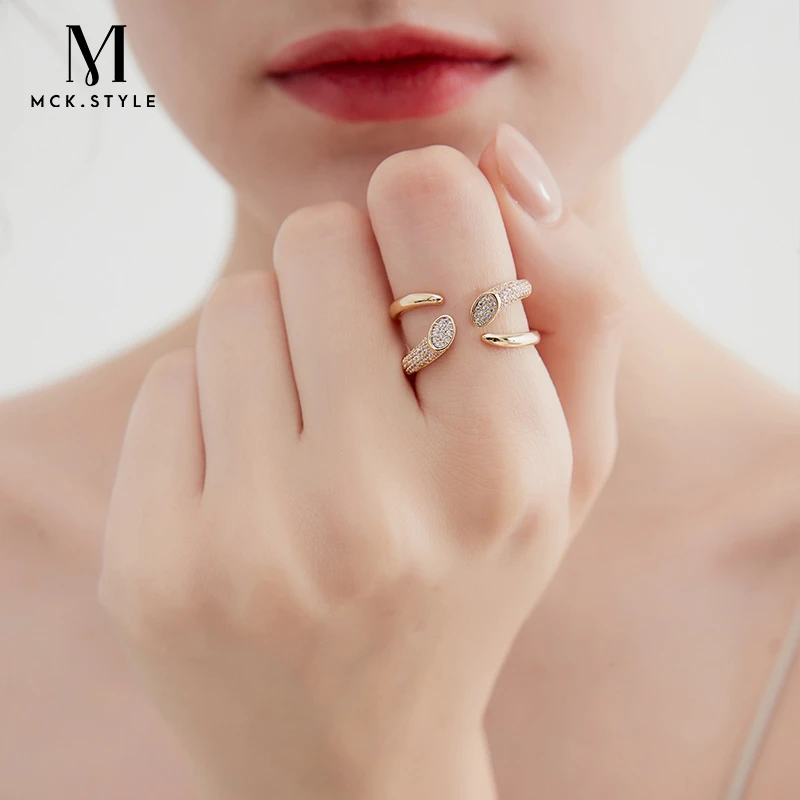 mck 合金合成锆石戒指 欧美时尚戒指女ins小众设计高级感指环手饰