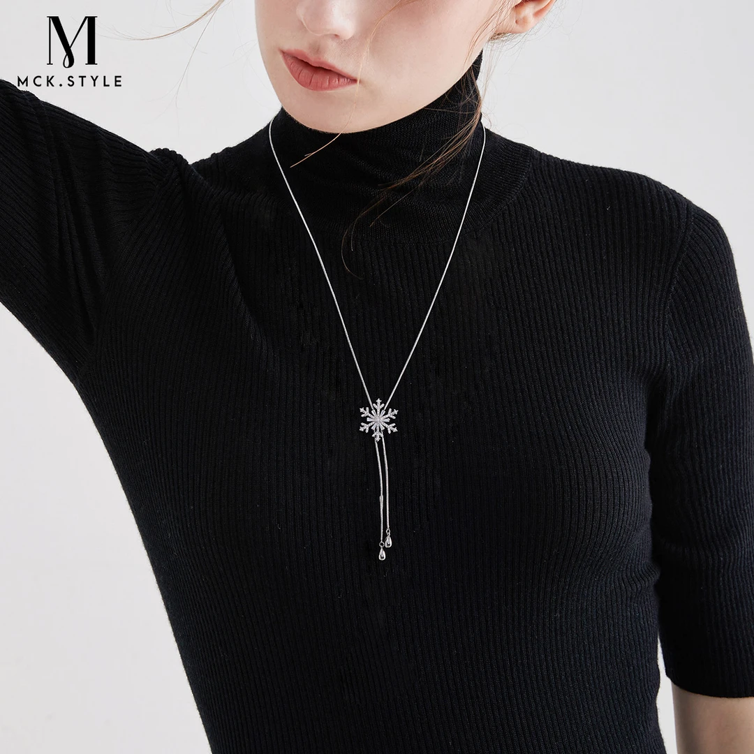 mck优雅时尚雪花毛衣链女大气高档秋冬配饰2025轻奢小众长款项链