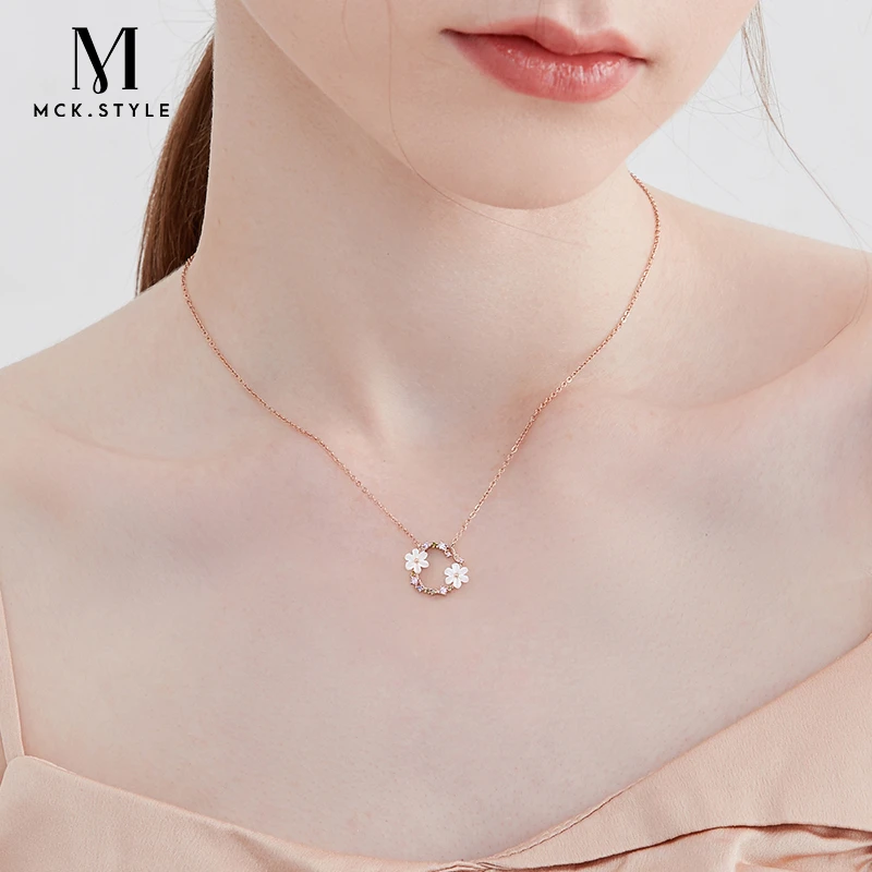 mck 坠链均925银 花环项链女轻奢设计感花朵锁骨链生日礼物送女友