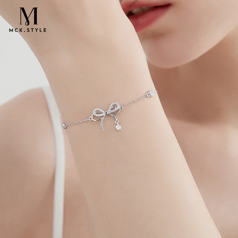 mck 925银手链 蝴蝶结手链女款轻奢小众设计感手饰生日礼物送女友