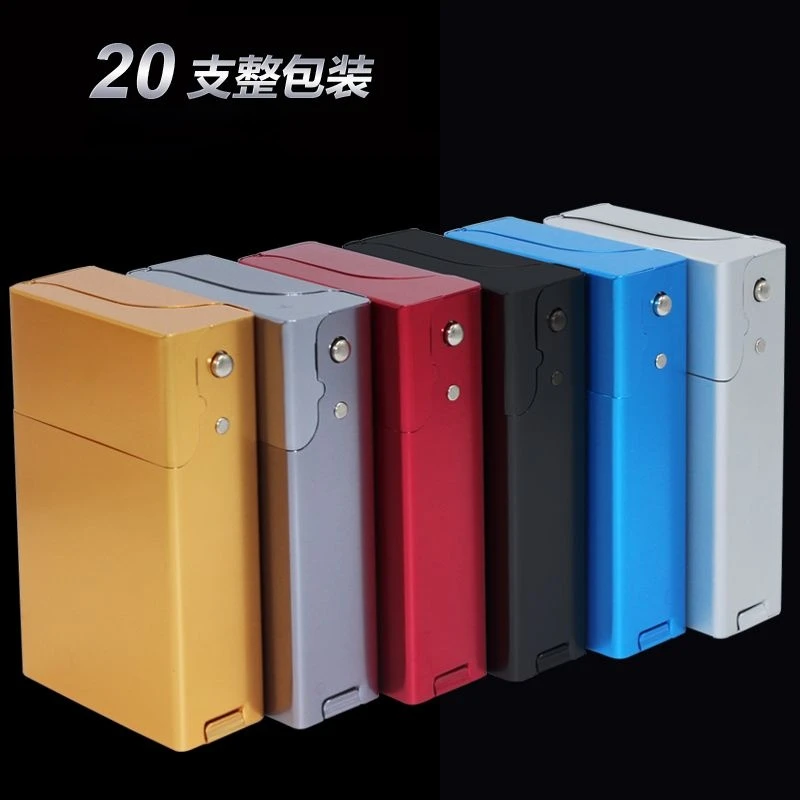 汇诺 自动弹盖收纳盒超薄20支装软包菸盒铝合金便携创意收纳盒