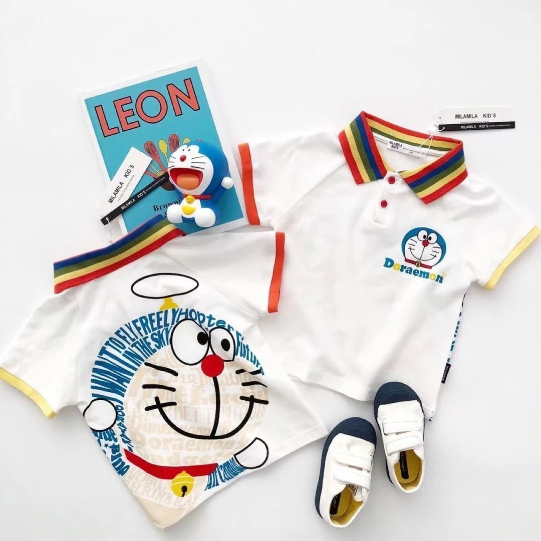 儿童短袖T恤纯棉夏装男女童衣服宝宝上衣洋气休闲卡通翻领polo衫