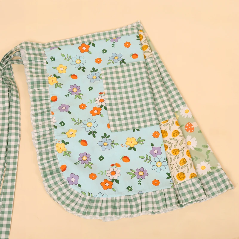 韩版时尚可爱成人厨房薄款纯棉围裙柔软透气家用半身工作服围腰