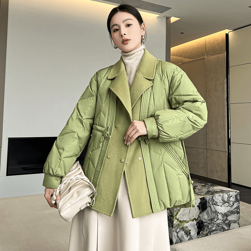 YAYA/鸭鸭大牌羽绒服女高端轻薄款2023年冬新款假两件小香风外套