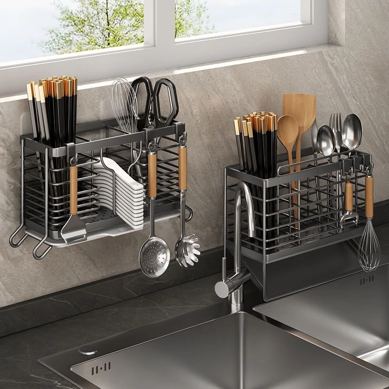 不锈钢收纳盒厨房筷子笼壁挂筷笼家用刀具勺子多功能筷子桶置物架