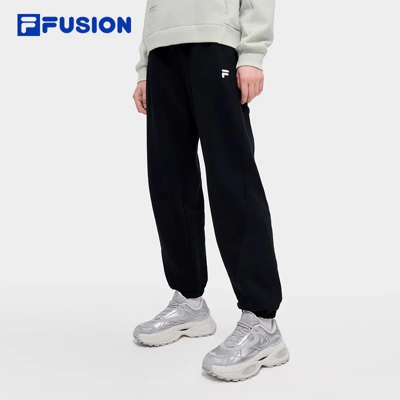 【加绒保暖】FUSION斐乐潮牌针织长裤女百搭冬季新款简约宽松休闲裤
