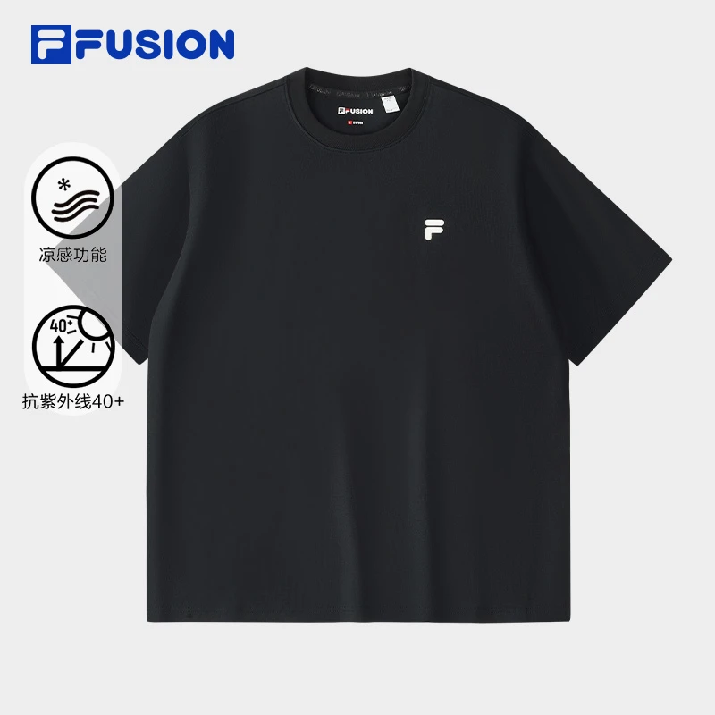 FILA FUSION斐乐多彩T潮牌情侣款针织短袖衫2025春新款舒适防晒